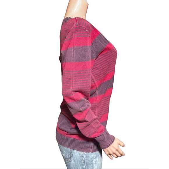 Pulp long sleeve v neck knit pullover stripe sweater top  L - Picture 3 of 6
